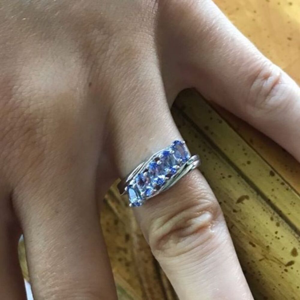 Natural Tanzanite Sterling Silver Ring Size 6 - Picture 5 of 5